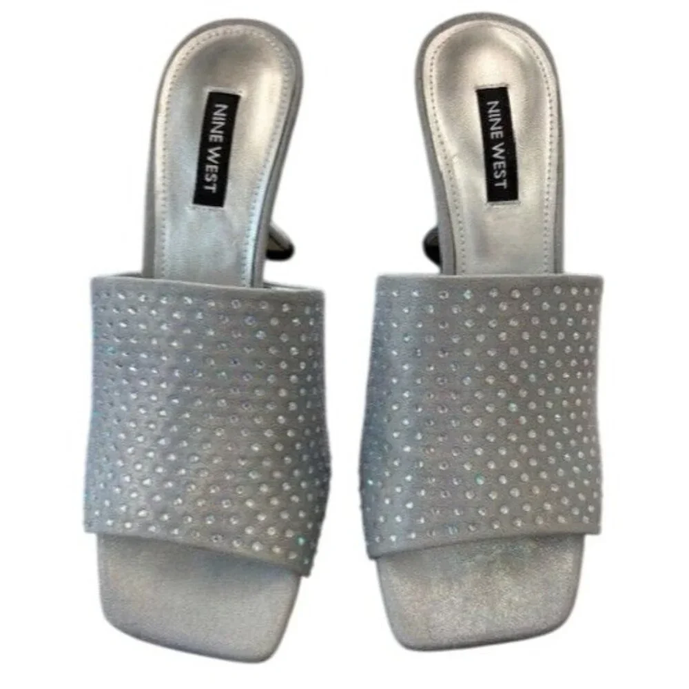 Embellished Nine West‎ Square Toe Heels - Picture 3 of 4